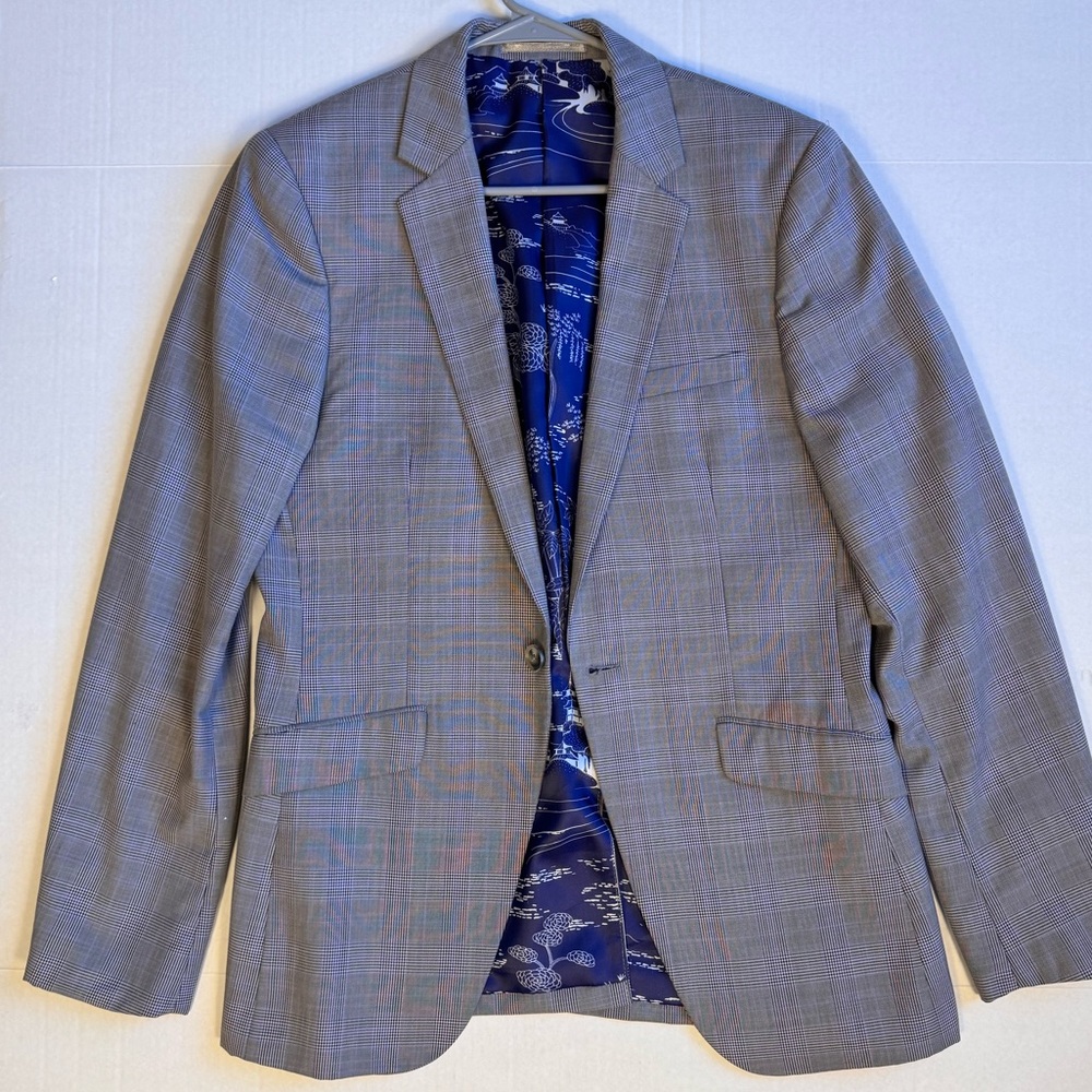 Topman Gray Checkered Suit Jacket.  Size 38R